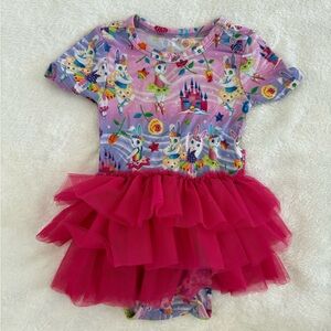 Posh Peanut Lavender Lisa Frank Bunny Floral Romper with Pink Accents